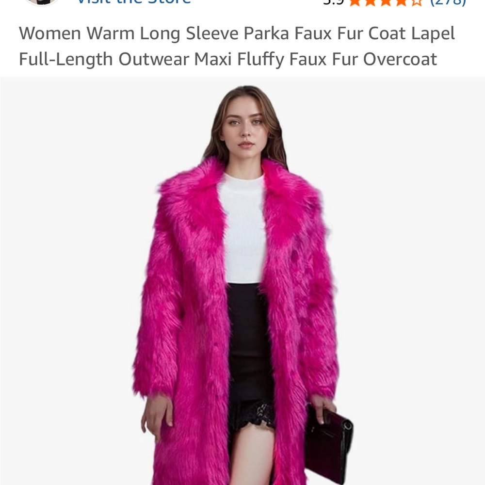 Vibrant Pink Faux Fur Coat